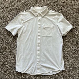 Lululemon short-sleeve white button down shirt lightweight material
